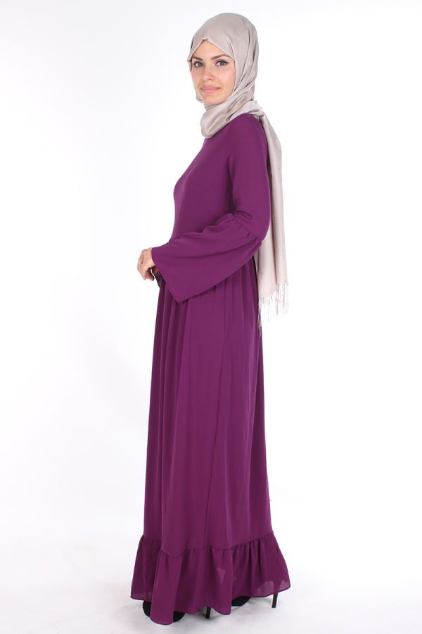Kübra Fırfırlı elbise-1754 Mor