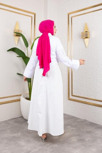 Kuşak Bağlamalı Gömlek-3040 Beyaz - 6