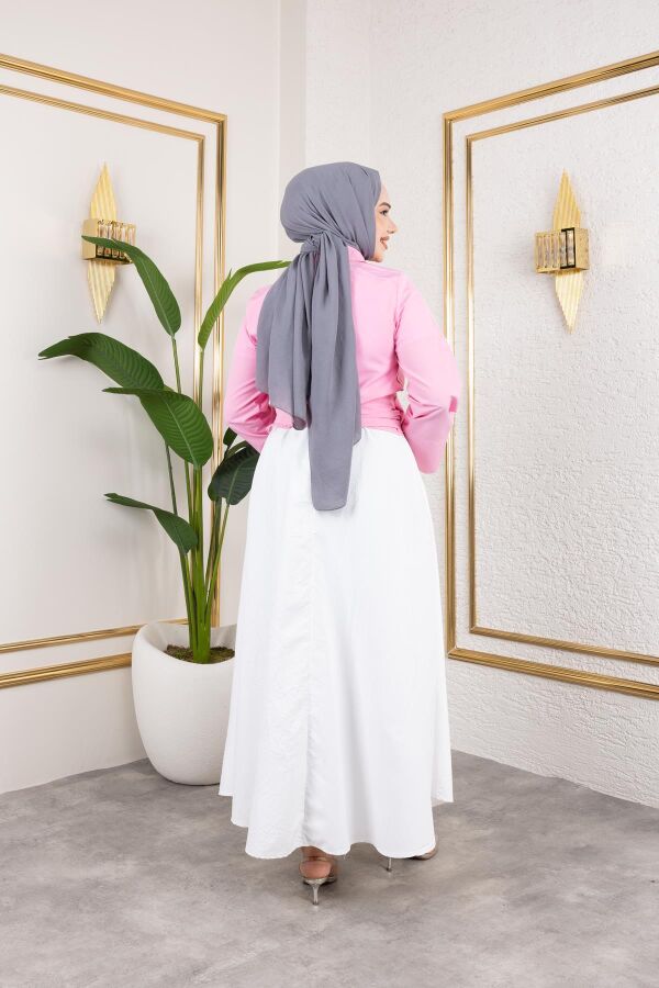 Kuşak Bağlamalı Gömlek-3040 Pembe - 6