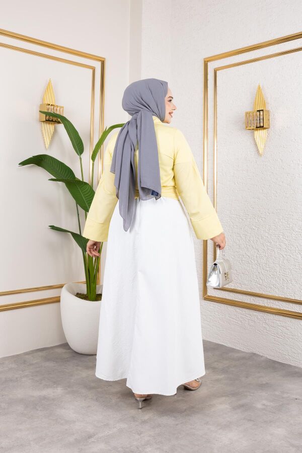Kuşak Bağlamalı Gömlek-3040 Sarı - 6