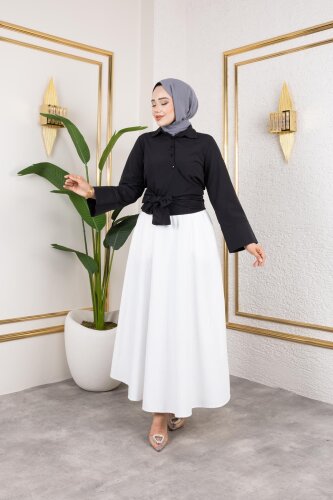 Kuşak Bağlamalı Gömlek-3040 Siyah - 4