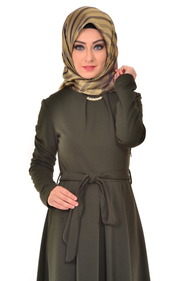 Kuşaklı Elbise Zümrüt-4041