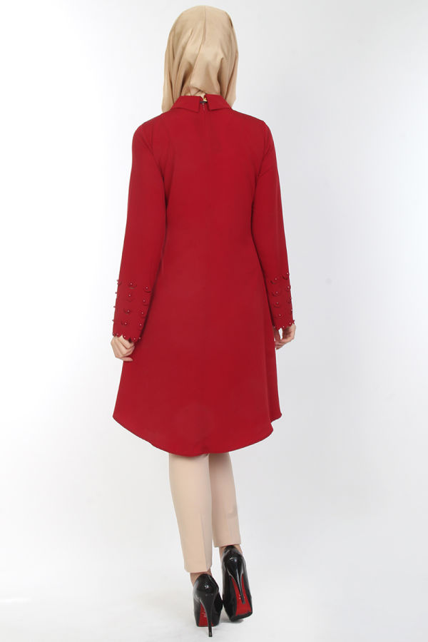 Kolyeli İncili Tunik-0533Bordo