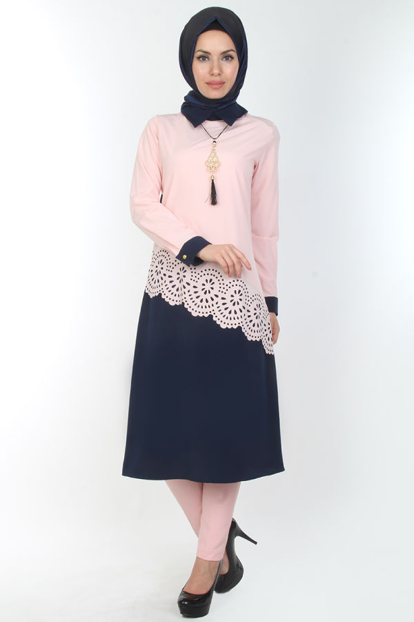 Lazer Kesim Kolyeli Tunik-Pudralaci2909