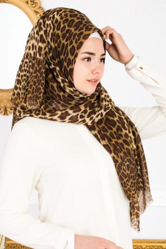 Modaebva - Leopar Desen şal-Kahve 1133 (1)
