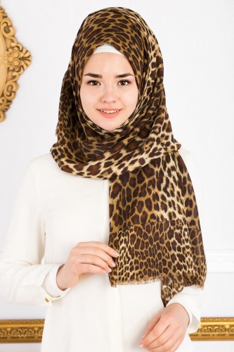 Modaebva - Leopar Desen şal-Kahve 1133