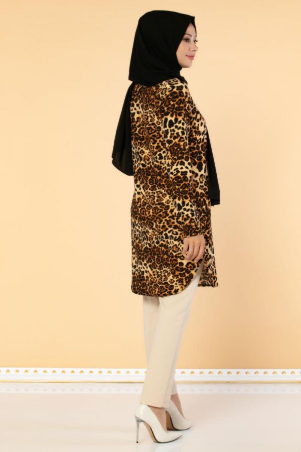 Leopar Desenli Tesettür Tunik-Leopar Desenli Tesettür Tunik-3045