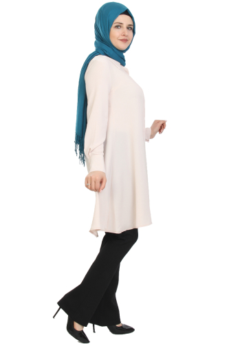Önden Gizli Düğmeli Mevlana Tunik-Pudra1011 - 3