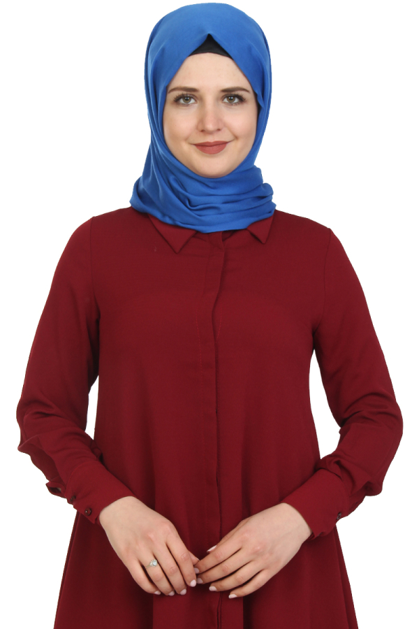Önden Gizli Düğmeli Mevlana Tunik-Bordo1011