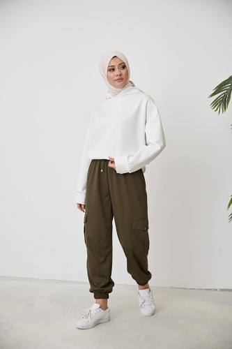 Modaebva - Paçası Lastikli Spor Pantolon-3052 Hakiyeşili (1)