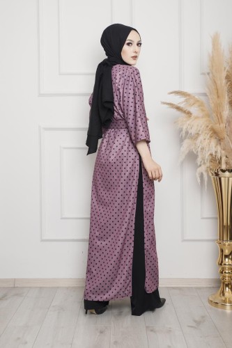 Puantiyeli Kimono-3636 Gülkurusu - Thumbnail