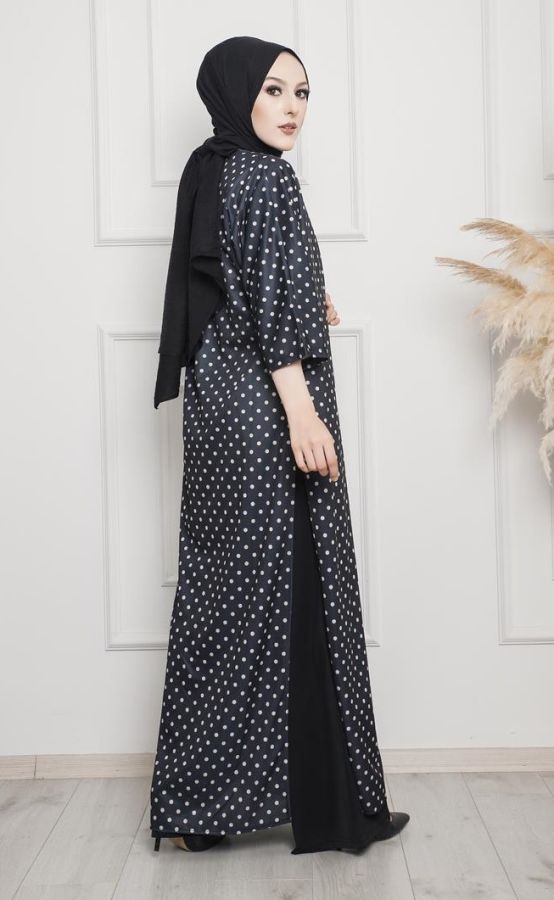 Puantiyeli Kimono-3636 Siyah