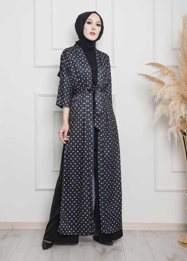 Puantiyeli Kimono-3636 Siyah