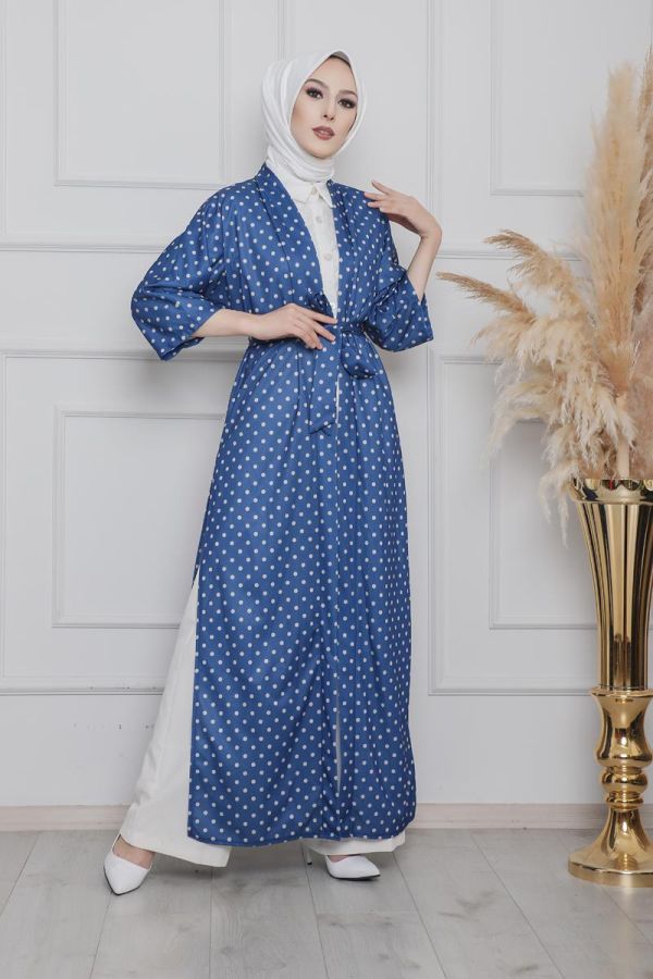 Puantiyeli Kimono-3636Mavi