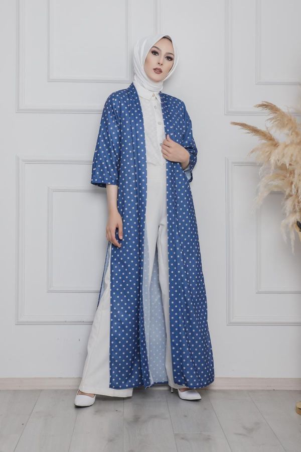 Puantiyeli Kimono-3636Mavi