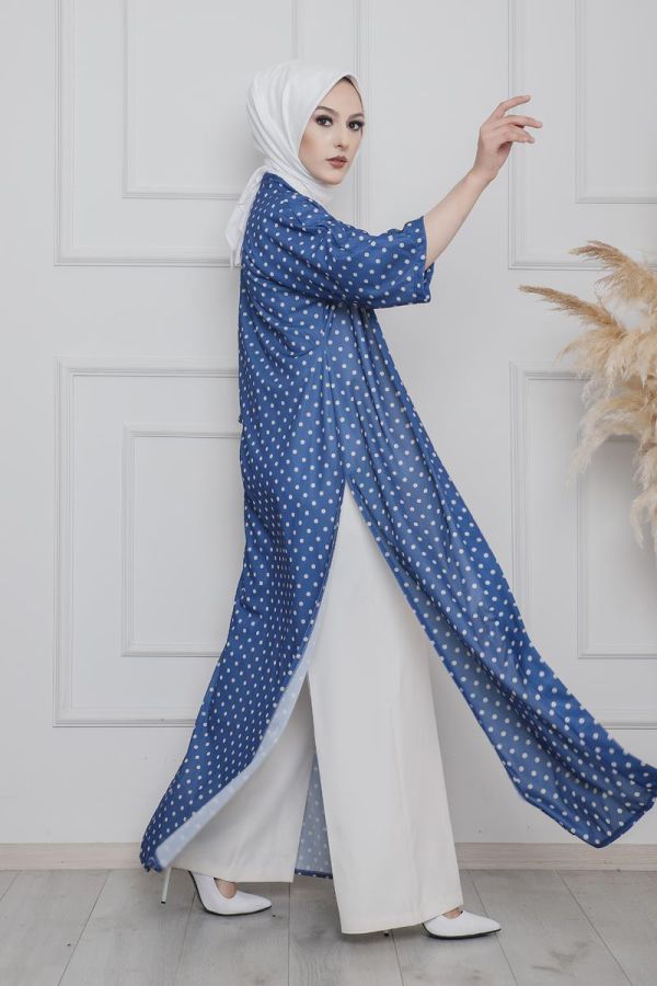 Puantiyeli Kimono-3636Mavi