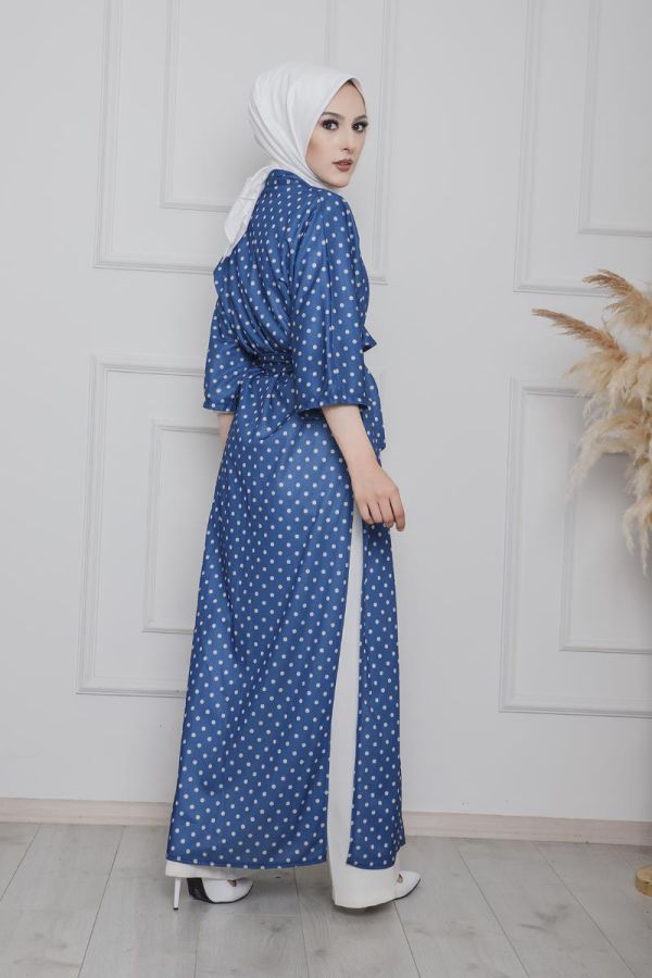 Puantiyeli Kimono-3636Mavi