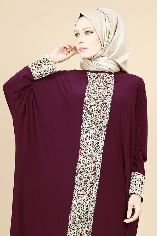 Pul Payet Gold Detay Yarasa Tunik-Bordo0518
