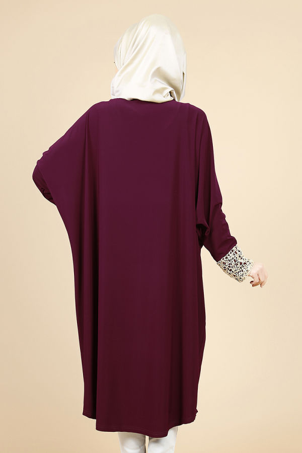Pul Payet Gold Detay Yarasa Tunik-Bordo0518
