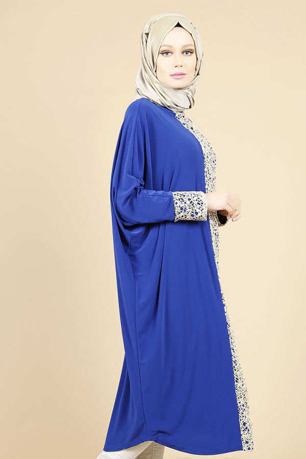 Pul Payet Gold Detay Yarasa Tunik-Mavi0518