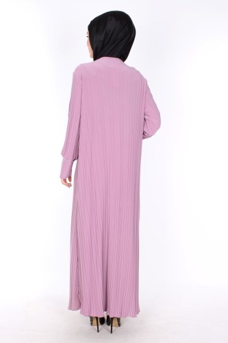 Sandy Boydan Pileli Elbise-220Pudra - Thumbnail