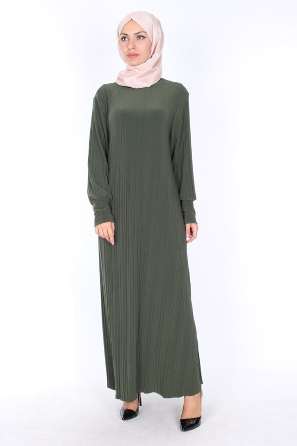 Sandy Boydan Pileli Elbise-220Yeşil