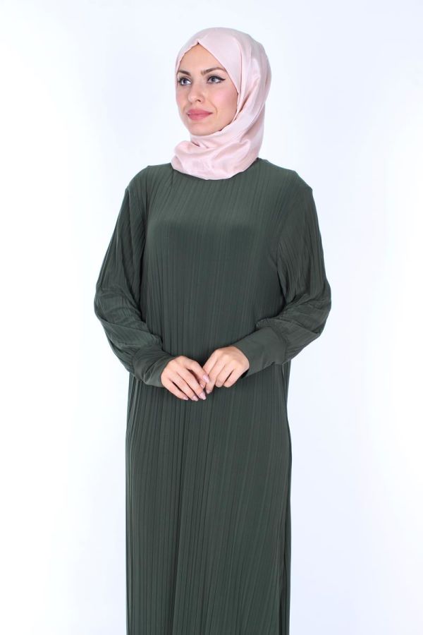 Sandy Boydan Pileli Elbise-220Yeşil