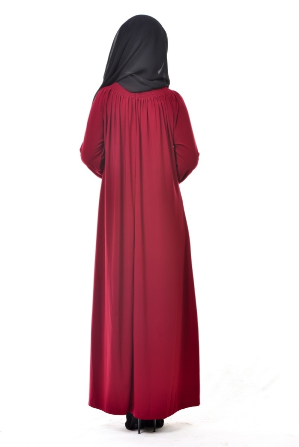 Sandy Broşlu Ferace Bordo-1021