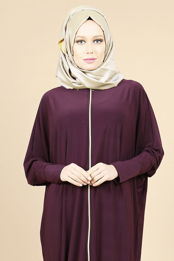 Sandy Fermuarlı Ferace-Mürdüm 0131
