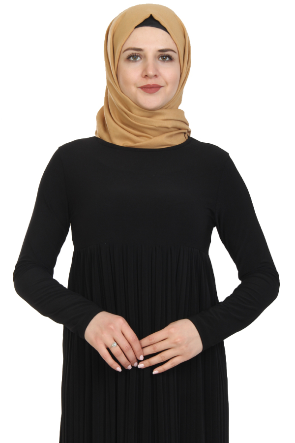 Sandy pileli elbise-Siyah0511