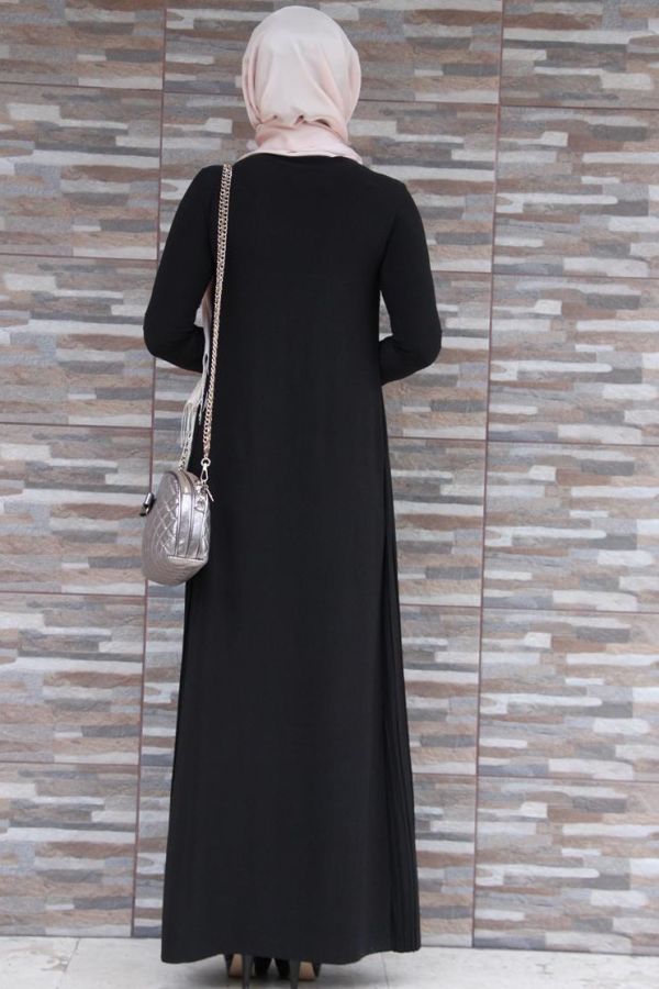 Sandy Pileli elbise-Siyah1921
