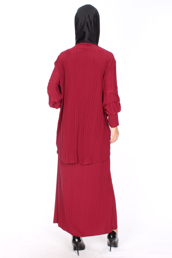 Sandy Pileli İkili Takım-0550Bordo
