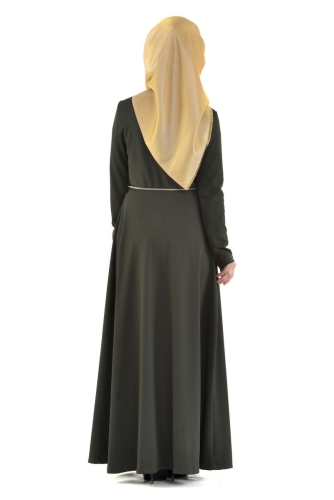 Savaroski Kolyeli Elbise Yeşil-4060 - Thumbnail