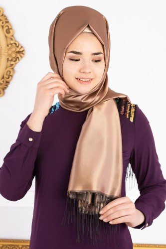 Modaebva - Senem Tafta Şal-1140 Bronz