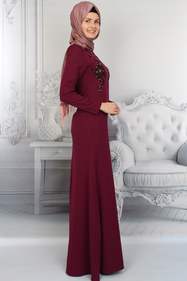Taş Ve Nakış İşlemeli Abiye-0021