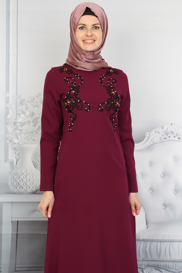 Taş Ve Nakış İşlemeli Abiye-0021