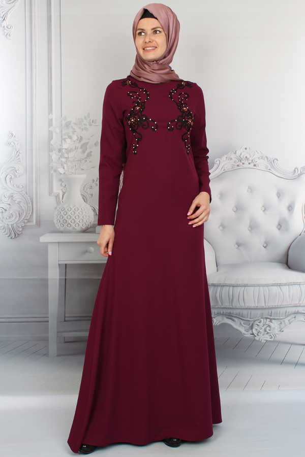Taş Ve Nakış İşlemeli Abiye-0021