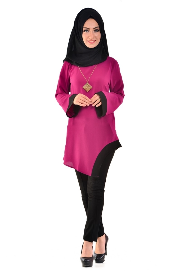 Verev Kesim Tunik Fuşya-B45