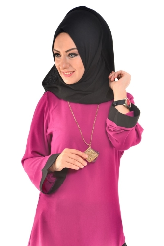 Verev Kesim Tunik Fuşya-B45 - Thumbnail