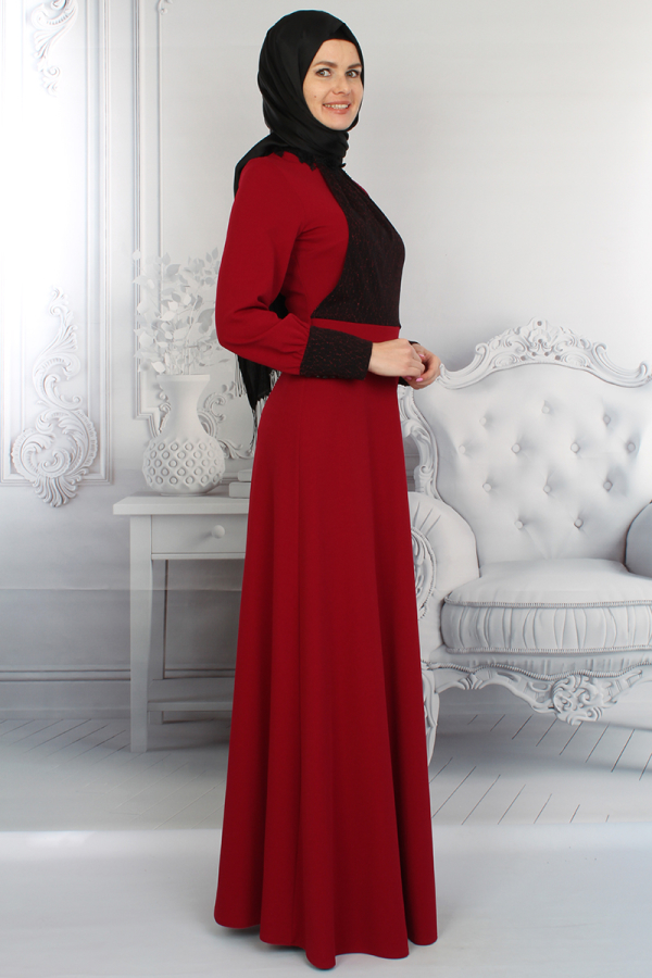 Yaka Gül Detaylı Abiye-0032