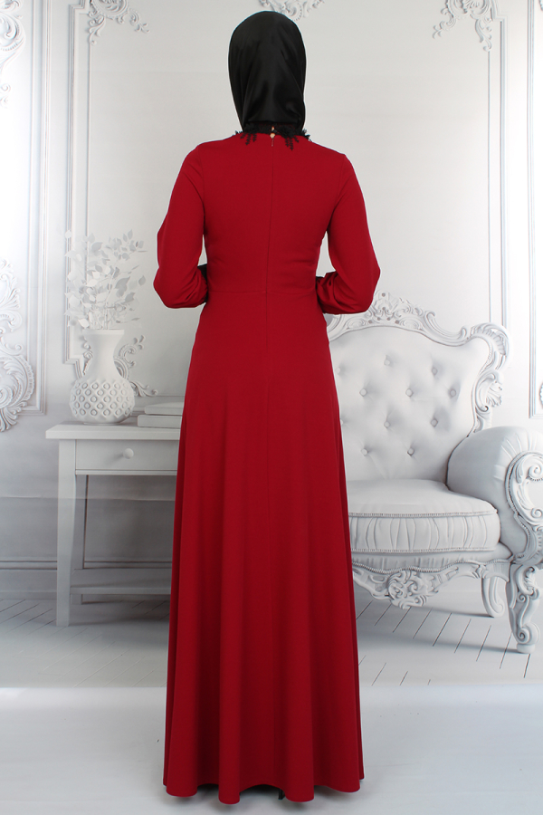 Yaka Gül Detaylı Abiye-0032