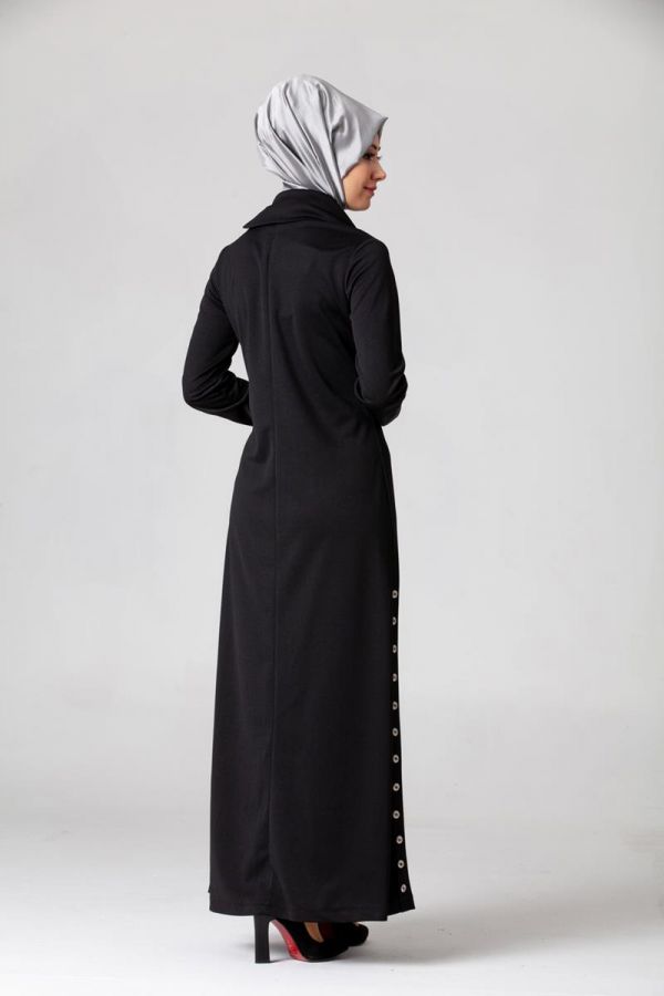 Yandan Düğmeli Spor Elbise-0650 Siyah