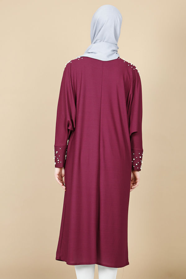 Yarasa Kol İnci Detay Tunik-Mürdüm00119