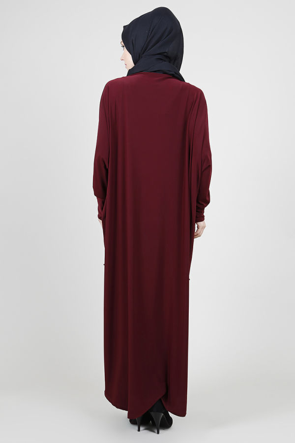 Yarasa Kol Sandy İncili Ferace-Bordo 0520 - 4