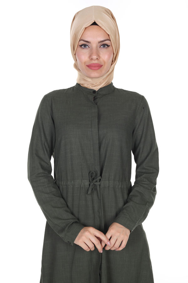Yazlık Keten Tunik Kap-16247 Yeşil