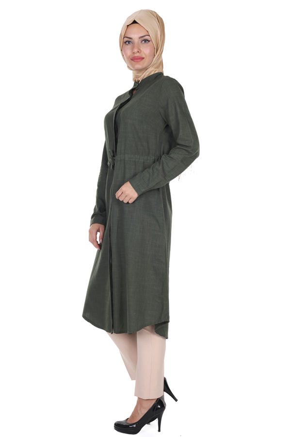 Yazlık Keten Tunik Kap-16247 Yeşil