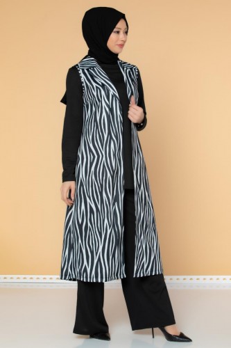 Modaebva - Zebra Desen Üçlü Takım-3038 Beyaz (1)