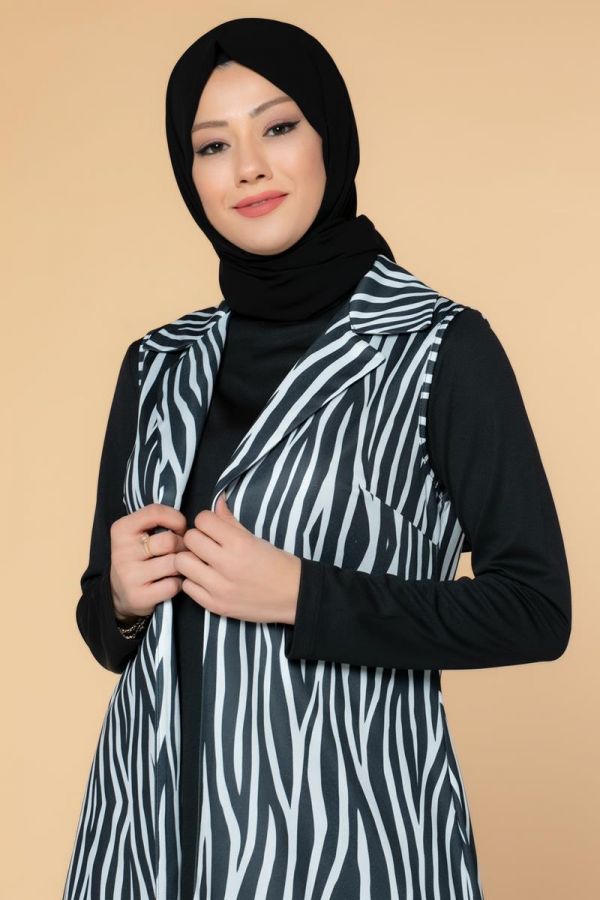 Zebra Desen Üçlü Takım-3038 Beyaz