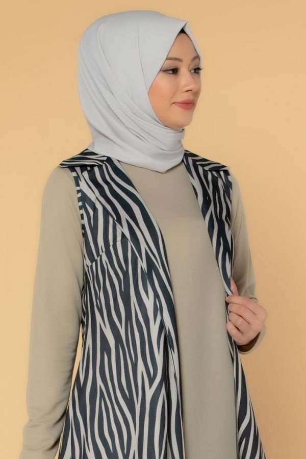 Zebra Desen Üçlü Takım-3038 Ekru